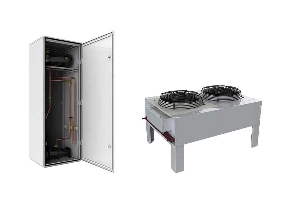 pump cabinet and horizontal condenser